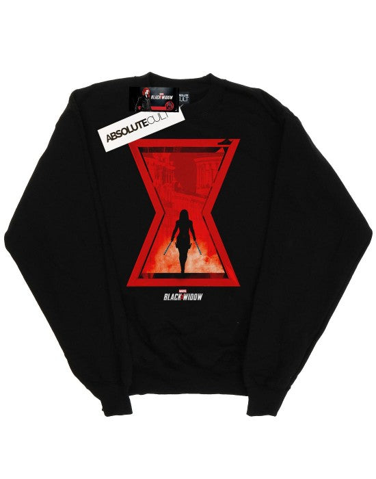 Front - Marvel Mens Black Widow Movie Icon Silhouette Cotton Sweatshirt