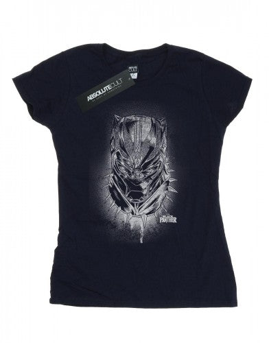 Front - Marvel Womens/Ladies Black Panther Spray Headshot Cotton T-Shirt