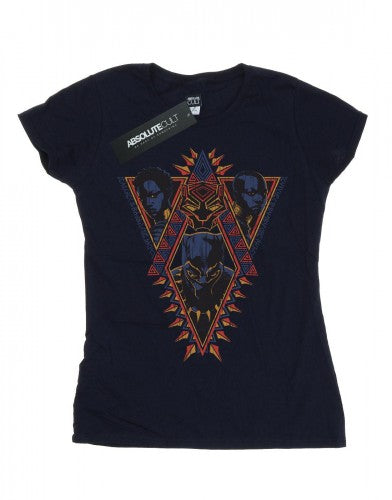Front - Marvel Womens/Ladies Black Panther Tribal Heads Cotton T-Shirt