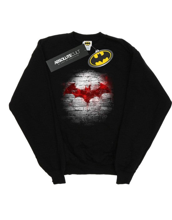 Front - DC Comics Mens Batman Logo Wall Cotton Sweatshirt