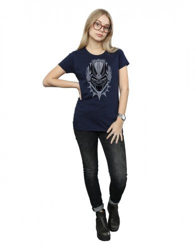 Navy Blue - Lifestyle - Marvel Womens-Ladies Black Panther Head Cotton T-Shirt