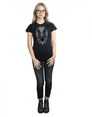 Black - Lifestyle - Marvel Womens-Ladies Black Panther Head Cotton T-Shirt