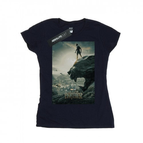 Front - Marvel Womens/Ladies Black Panther Poster Cotton T-Shirt