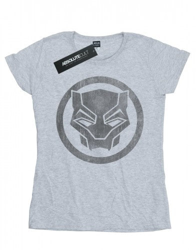 Sports Grey - Pack Shot - Marvel Womens-Ladies Black Panther Distressed Icon Cotton T-Shirt