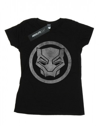 Black - Pack Shot - Marvel Womens-Ladies Black Panther Distressed Icon Cotton T-Shirt