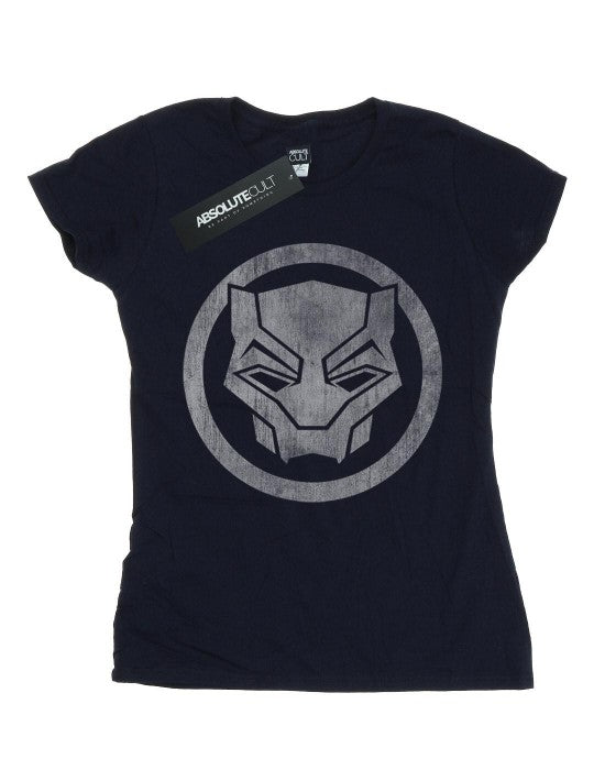 Front - Marvel Womens/Ladies Black Panther Distressed Icon Cotton T-Shirt