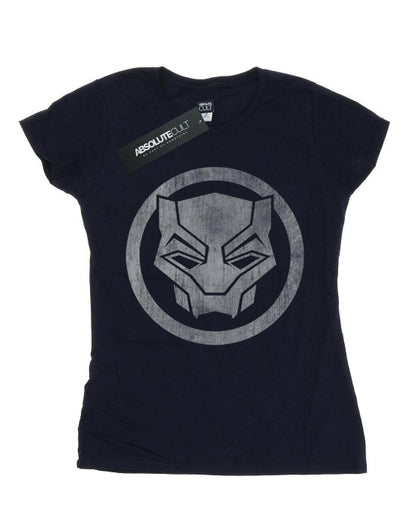 Front - Marvel Womens/Ladies Black Panther Distressed Icon Cotton T-Shirt