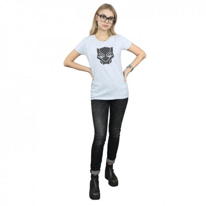 Sports Grey - Lifestyle - Marvel Womens-Ladies Black Panther Black On Black Cotton T-Shirt