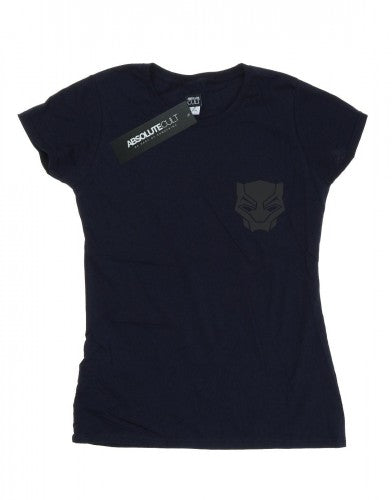 Front - Marvel Womens/Ladies Black Panther Black On Black Chest Print Cotton T-Shirt
