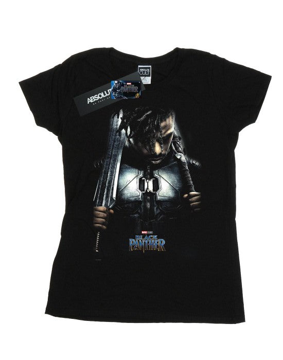 Front - Marvel Womens/Ladies Black Panther Killmonger Poster Cotton T-Shirt
