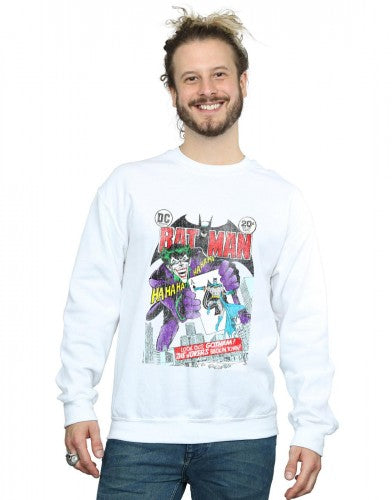 White - Back - DC Comics Mens Batman Joker Playing Card Cover Cotton Sweatshirt