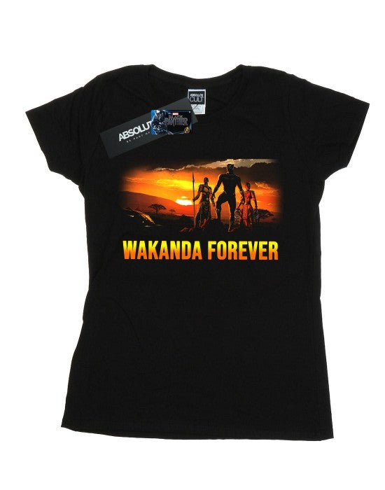 Front - Marvel Womens/Ladies Black Panther Wakanda Forever Cotton T-Shirt