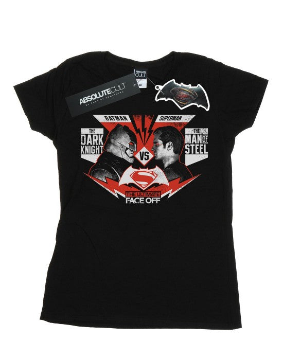 Front - DC Comics Womens/Ladies Batman v Superman Face Off Cotton T-Shirt