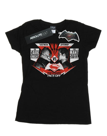 Front - DC Comics Womens/Ladies Batman v Superman Face Off Cotton T-Shirt