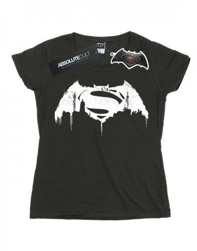 Front - DC Comics Womens/Ladies Batman v Superman Beaten Logo Cotton T-Shirt