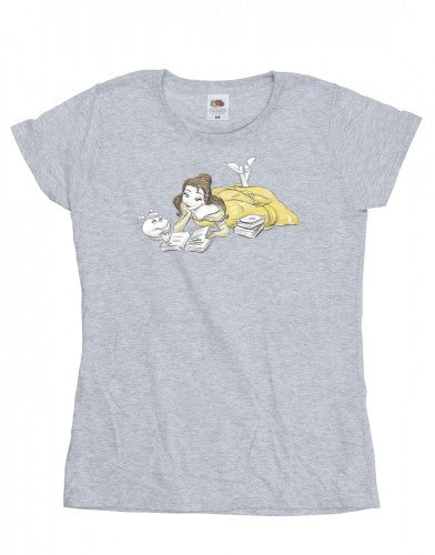Front - Disney Womens/Ladies Beauty And The Beast Belle Reading Cotton T-Shirt