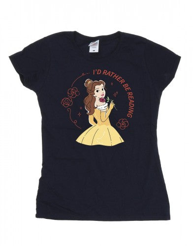 Front - Disney Womens/Ladies Beauty And The Beast I´d Rather Be Reading Cotton T-Shirt