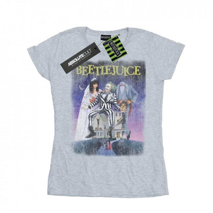 Front - Beetlejuice Womens/Ladies Distressed Poster Cotton T-Shirt