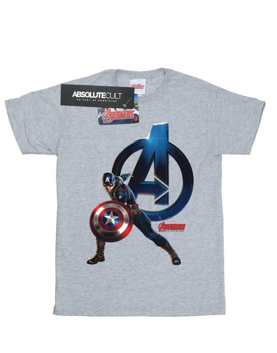 Front - Marvel Mens Captain America Pose T-Shirt
