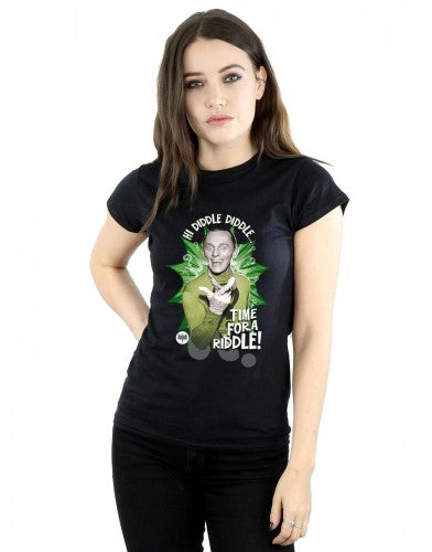 Black - Back - DC Comics Womens-Ladies Batman TV Series The Riddler Time for a Riddle Cotton T-Shirt