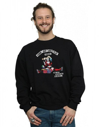 Black - Back - DC Comics Mens Harley Quinn Come Out And Play Cotton Sweatshirt