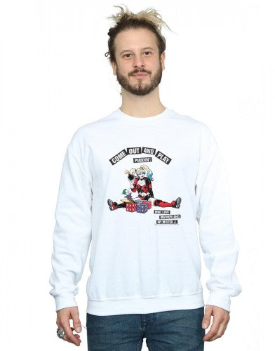 White - Front - DC Comics Mens Harley Quinn Come Out And Play Cotton Sweatshirt