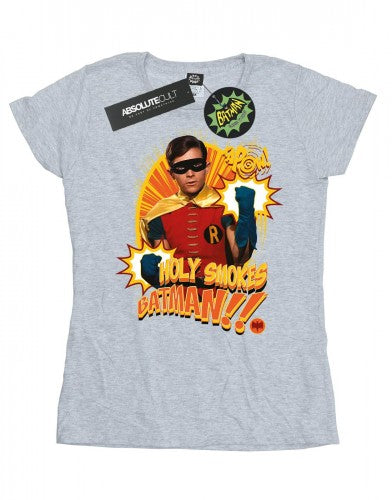 Front - DC Comics Womens/Ladies Batman TV Series Holy Smokes Cotton T-Shirt