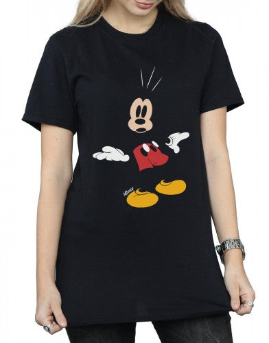 Black - Lifestyle - Disney Womens-Ladies Mickey Mouse Surprised Cotton Boyfriend T-Shirt
