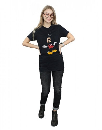 Black - Pack Shot - Disney Womens-Ladies Mickey Mouse Surprised Cotton Boyfriend T-Shirt