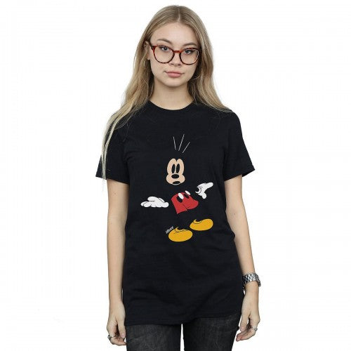 Front - Disney Womens/Ladies Mickey Mouse Surprised Cotton Boyfriend T-Shirt
