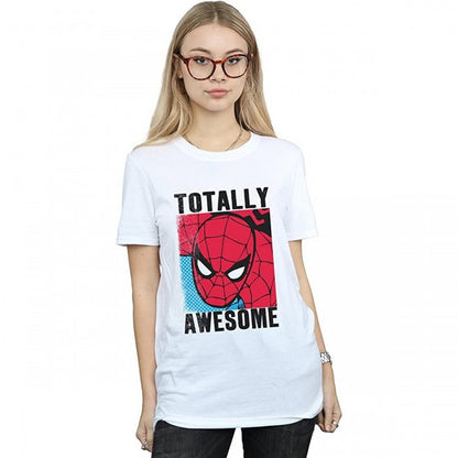Front - Spider-Man Womens/Ladies Totally Awesome Cotton Boyfriend T-Shirt