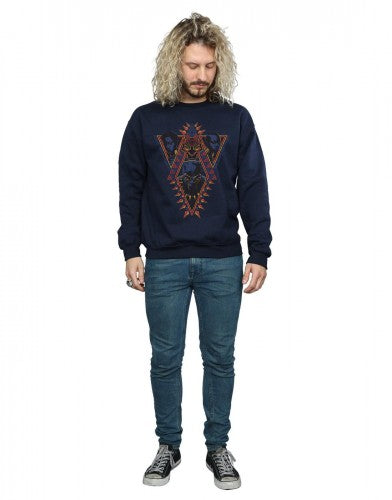 Navy Blue - Lifestyle - Marvel Mens Black Panther Tribal Heads Cotton Sweatshirt