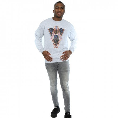 Sports Grey - Lifestyle - Marvel Mens Black Panther Tribal Heads Cotton Sweatshirt