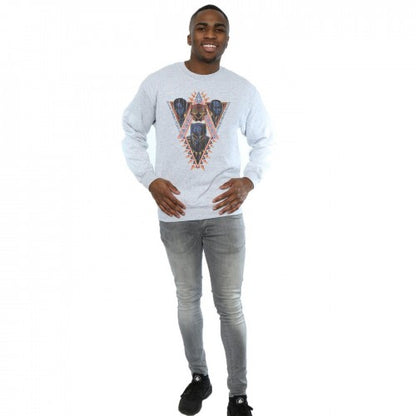 Sports Grey - Lifestyle - Marvel Mens Black Panther Tribal Heads Cotton Sweatshirt
