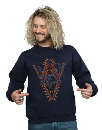 Navy Blue - Back - Marvel Mens Black Panther Tribal Heads Cotton Sweatshirt