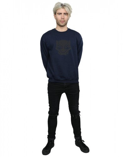 Navy Blue - Lifestyle - Marvel Mens Black Panther Black On Black Cotton Sweatshirt