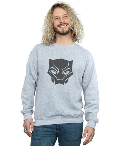 Sports Grey - Back - Marvel Mens Black Panther Black On Black Cotton Sweatshirt