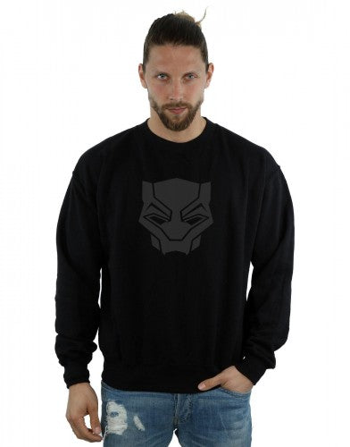 Black - Back - Marvel Mens Black Panther Black On Black Cotton Sweatshirt
