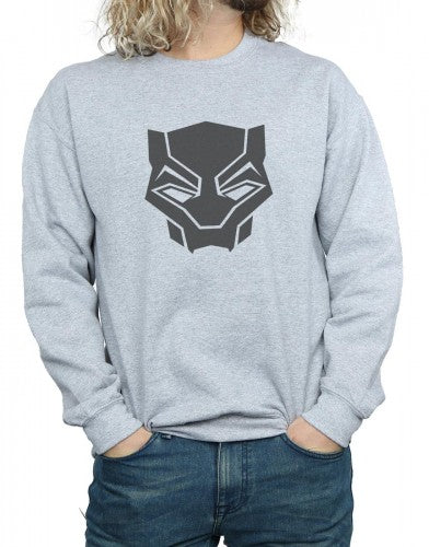 Sports Grey - Side - Marvel Mens Black Panther Black On Black Cotton Sweatshirt