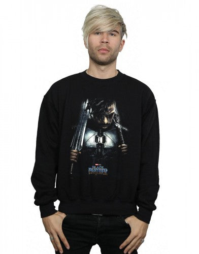 Black - Back - Marvel Mens Black Panther Killmonger Poster Cotton Sweatshirt