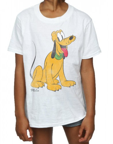 White - Side - Disney Girls Classic Pluto T-Shirt