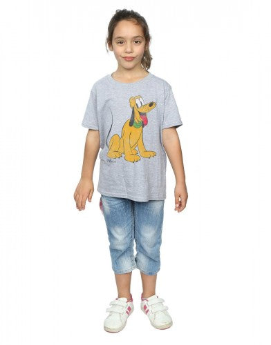 Sports Grey - Close up - Disney Girls Classic Pluto T-Shirt