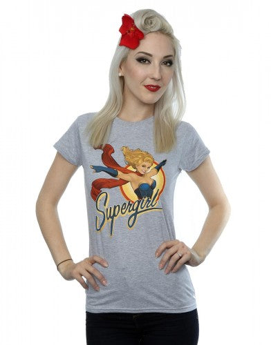Heather Grey - Lifestyle - DC Bombshells Womens-Ladies Supergirl Badge Heather T-Shirt