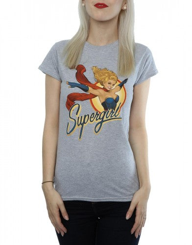 Heather Grey - Pack Shot - DC Bombshells Womens-Ladies Supergirl Badge Heather T-Shirt