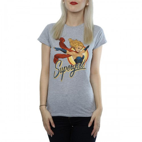 Front - DC Bombshells Womens/Ladies Supergirl Badge Heather T-Shirt