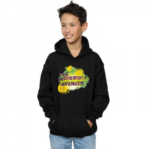 Black - Back - Marvel Boys Hulk Incredible Avenger Hoodie