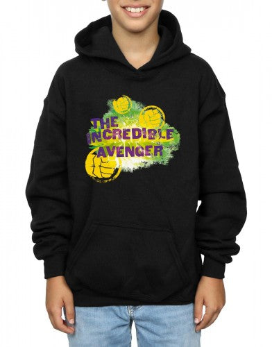 Black - Side - Marvel Boys Hulk Incredible Avenger Hoodie