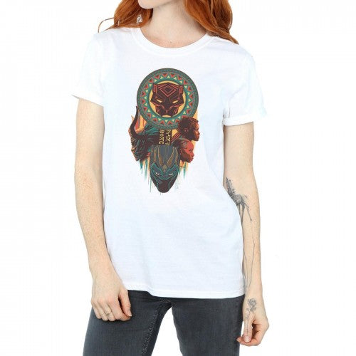 White - Side - Marvel Womens-Ladies Black Panther Totem Cotton Boyfriend T-Shirt