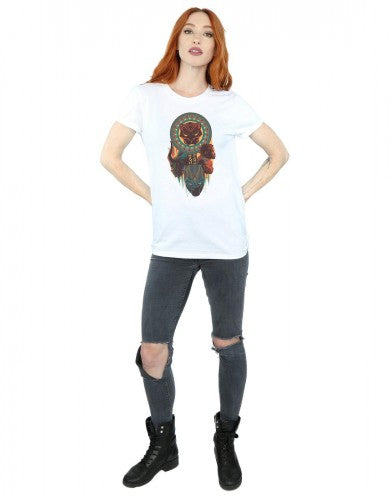 White - Lifestyle - Marvel Womens-Ladies Black Panther Totem Cotton Boyfriend T-Shirt