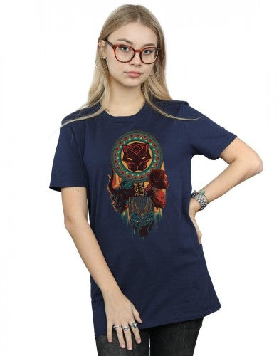Navy Blue - Back - Marvel Womens-Ladies Black Panther Totem Cotton Boyfriend T-Shirt